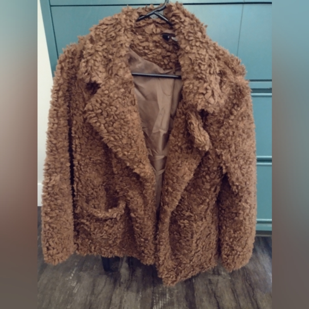 H&M Oversized Brown Teddy Blazer